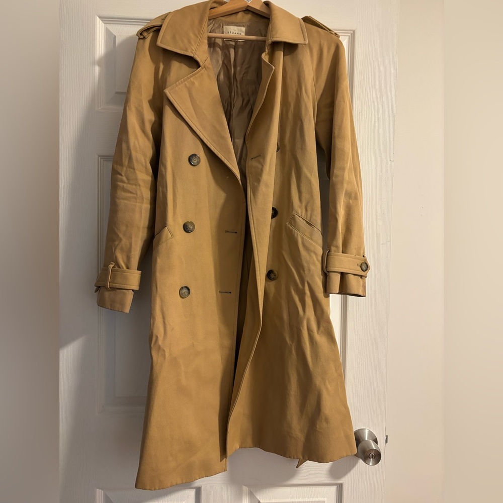 Sezane Tan Double-Breasted Trench Coat
